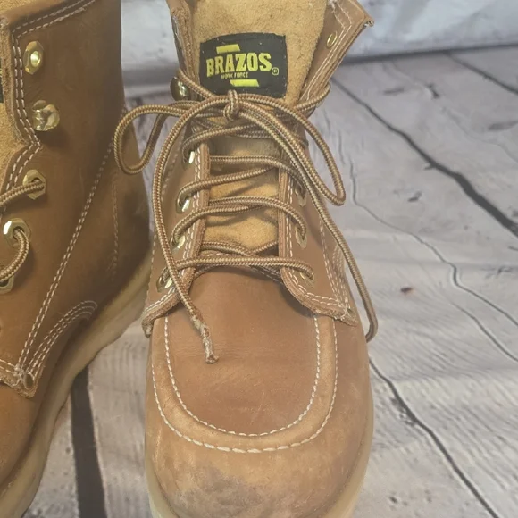 Brazos Work Force Men's Brown Leather Boots Sz 7.5 - Picture 7 of 13